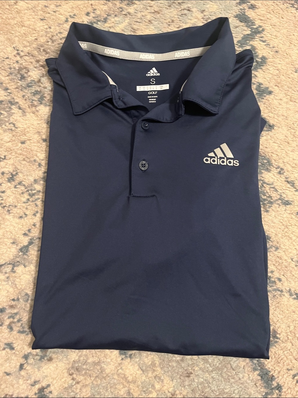 adidas Men’s Navy Polo Golf Shirt with White Trim